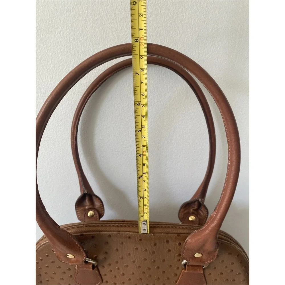 Vintage Due Fratelli Genuine Ostrich Purse Chestnut Brown Dome Shoulder Bag
